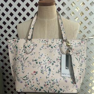 Nine West Blush Floral Tote with Botanical Print